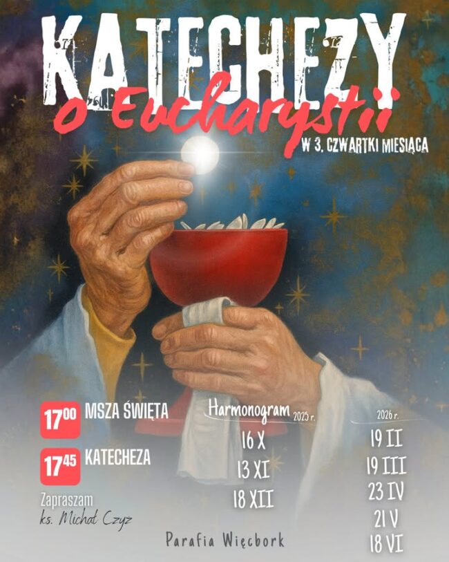 W czwartek, 18 grudnia o godz. 17.45 zapraszamy na katechezę o Eucharystii.